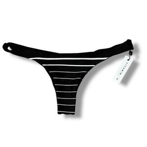 Vitamin A Ultra-Cheeky Black & White Stripe Bikini Bottom | NWT Size 10/L